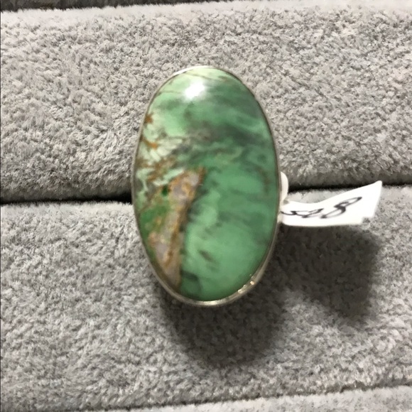 New Sterling Silver Large Oval Australian Variscite Ring Size 8 Gemstone Greens - Picture 3 of 16
